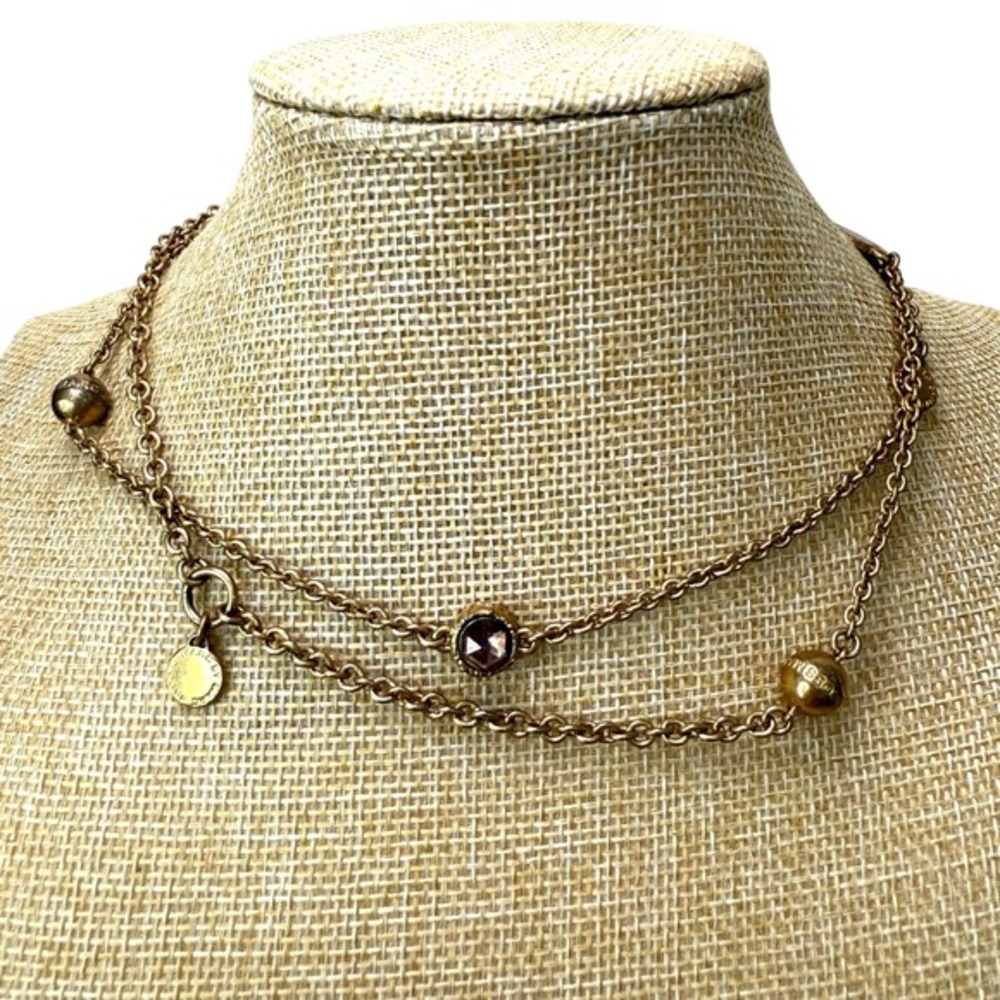 Y2K Boho Designer Gold Purple Station Necklace from Marc by Marc Jacobs